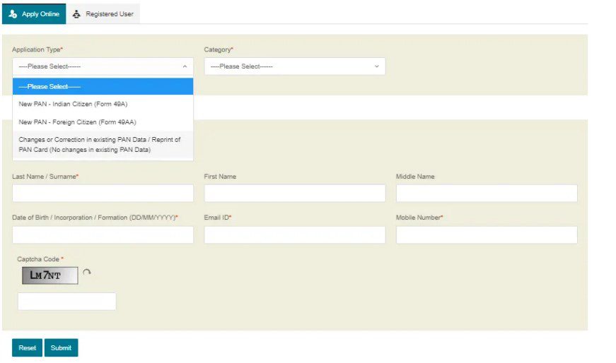 online apply pan card