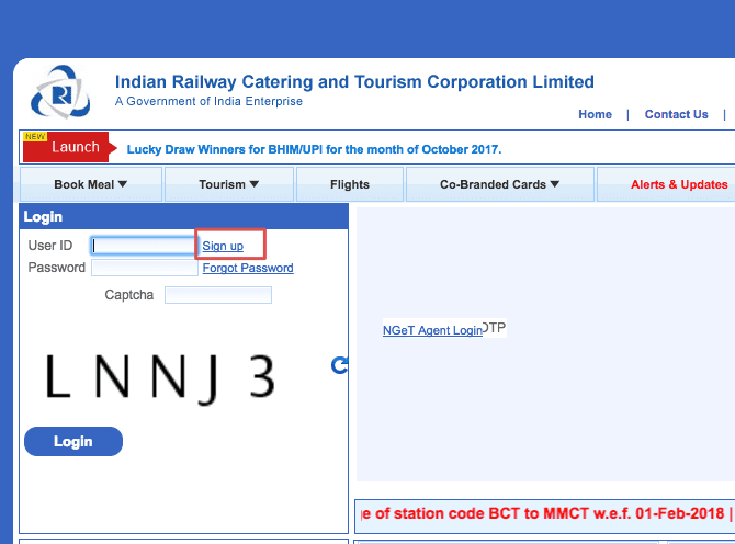 register with irctc